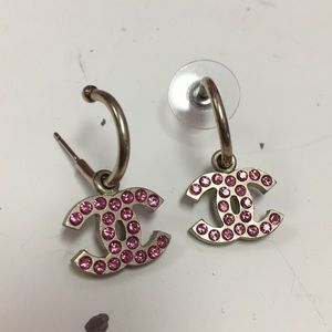 Chanel Pink Crystal Earrings